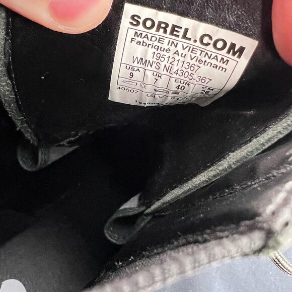 Women's Stone Green Leather Platform Sorel Brex Lace Boot NL 4305-367 sz 9 - Picture 6 of 8